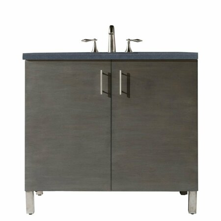 JAMES MARTIN VANITIES Metropolitan 36in Single Vanity, Silver Oak w/ 3 CM Charcoal Soapstone Quartz Top 850-V36-SOK-3CSP